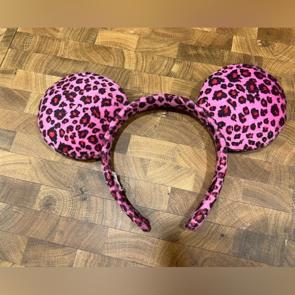 Pink Leopard Disney Minnie Mouse Ears GUC - Picture 2 of 3
